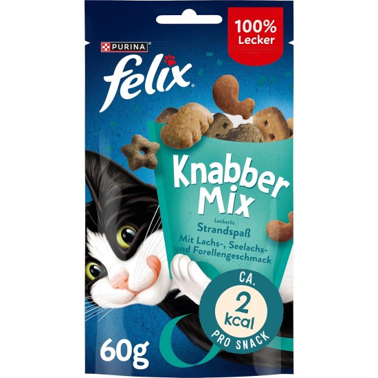 Felix Knabber Mix Original and Strandspaß (Beach Fun) Cat Snack with Various Varieties, Mixtray 2 x (8 x 60 g) Felix Knabber Mix Original and Strandspaß (Beach Fun) Cat Snack with Various Varieties, Mixtray 2 x (8 x 60 g)