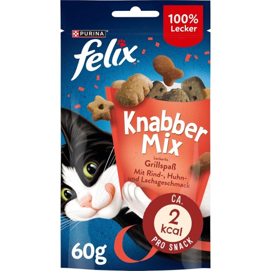Felix Knabber Mix Original and Strandspaß (Beach Fun) Cat Snack with Various Varieties, Mixtray 2 x (8 x 60 g) Felix Knabber Mix Original and Strandspaß (Beach Fun) Cat Snack with Various Varieties, Mixtray 2 x (8 x 60 g)