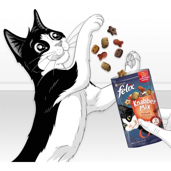 Felix Knabber Mix Original and Strandspaß (Beach Fun) Cat Snack with Various Varieties, Mixtray 2 x (8 x 60 g) Felix Knabber Mix Original and Strandspaß (Beach Fun) Cat Snack with Various Varieties, Mixtray 2 x (8 x 60 g)