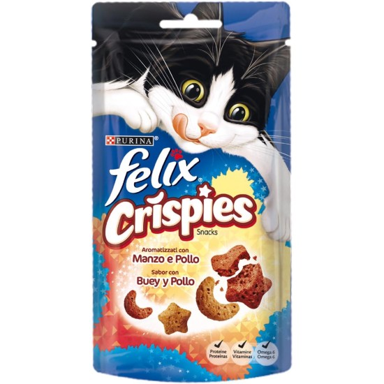 Felix Purina Crispies Snack Cat with Ox and Chicken - 8 Bags of 45 g Felix Purina Crispies Snack Cat with Ox and Chicken - 8 Bags of 45 g