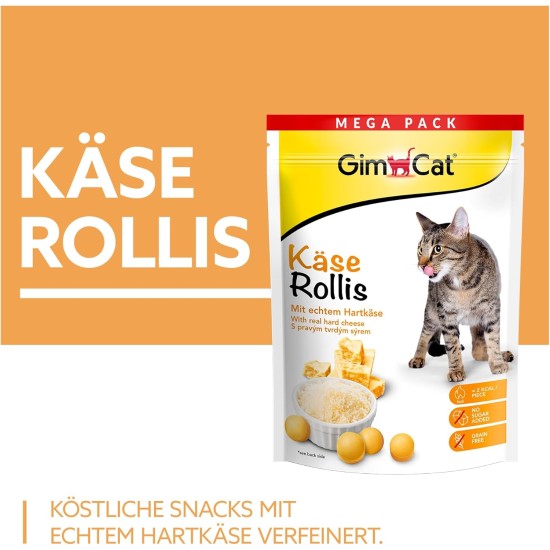 GimCat Cheese Rollis - Grain-Free and Vitamin-Rich Cat Snack with Real Hard Cheese - 1 Bag (1 x 425 g) GimCat Cheese Rollis - Grain-Free and Vitamin-Rich Cat Snack with Real Hard Cheese - 1 Bag (1 x 425 g)