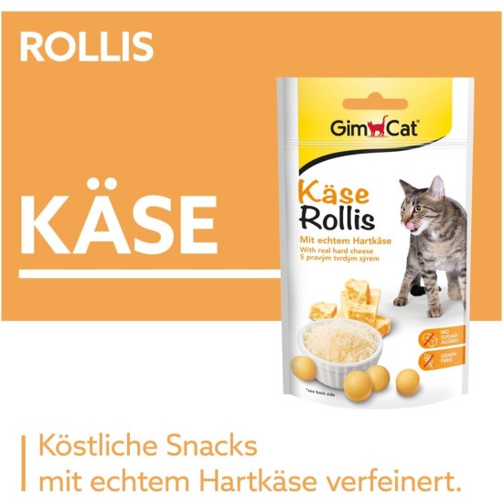GimCat Cheese Rollis - Grain-Free and Vitamin-Rich Cat Snack with Real Hard Cheese - 1 Bag (1 x 425 g) GimCat Cheese Rollis - Grain-Free and Vitamin-Rich Cat Snack with Real Hard Cheese - 1 Bag (1 x 425 g)