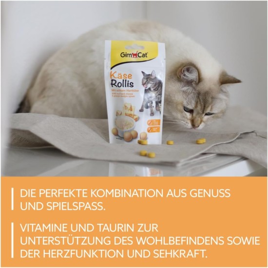 GimCat Cheese Rollis - Grain-Free and Vitamin-Rich Cat Snack with Real Hard Cheese - 1 Bag (1 x 425 g) GimCat Cheese Rollis - Grain-Free and Vitamin-Rich Cat Snack with Real Hard Cheese - 1 Bag (1 x 425 g)