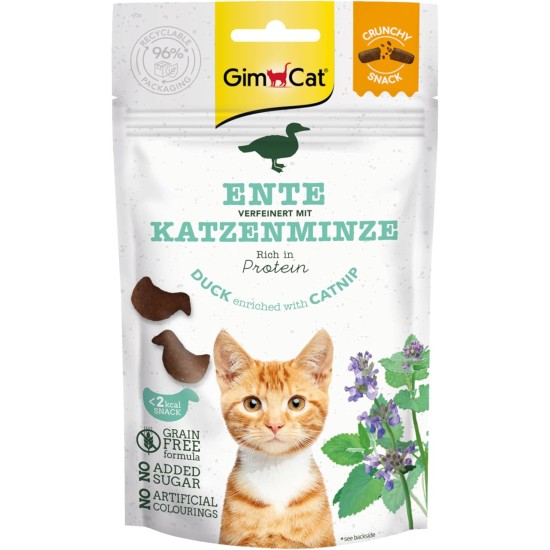 GimCat Crunchy Snacks Duck with Catnip - Crunchy and Protein Rich Cat Treats - 1 Bag (1 x 50 g) GimCat Crunchy Snacks Duck with Catnip - Crunchy and Protein Rich Cat Treats - 1 Bag (1 x 50 g)