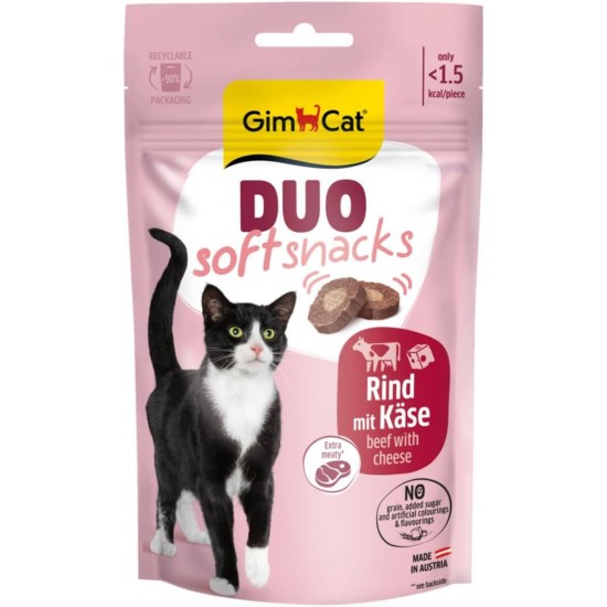 GimCat Duo Soft Snacks with Beef with Cheese - Visible Combination of Two Delicious Flavours - 1 Bag (1 x 50 g) GimCat Duo Soft Snacks with Beef with Cheese - Visible Combination of Two Delicious Flavours - 1 Bag (1 x 50 g)