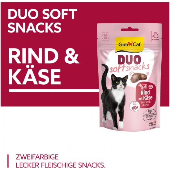 GimCat Duo Soft Snacks with Beef with Cheese - Visible Combination of Two Delicious Flavours - 1 Bag (1 x 50 g) GimCat Duo Soft Snacks with Beef with Cheese - Visible Combination of Two Delicious Flavours - 1 Bag (1 x 50 g)