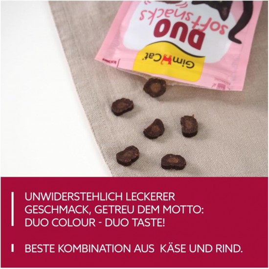 GimCat Duo Soft Snacks with Beef with Cheese - Visible Combination of Two Delicious Flavours - 1 Bag (1 x 50 g) GimCat Duo Soft Snacks with Beef with Cheese - Visible Combination of Two Delicious Flavours - 1 Bag (1 x 50 g)