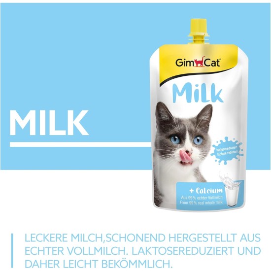 GimCat Milk from real lactose-reduced whole milk with calcium for healthy bones, 1 x 200ml GimCat Milk from real lactose-reduced whole milk with calcium for healthy bones, 1 x 200ml