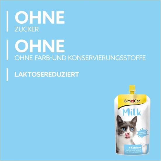 GimCat Milk from real lactose-reduced whole milk with calcium for healthy bones, 1 x 200ml GimCat Milk from real lactose-reduced whole milk with calcium for healthy bones, 1 x 200ml