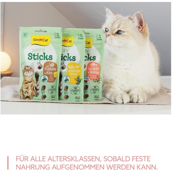 GimCat Mini Sticks Turkey & Cheese - Small Appetizers for Special Enjoyment - 1 Bag (1 x 50 g) GimCat Mini Sticks Turkey & Cheese - Small Appetizers for Special Enjoyment - 1 Bag (1 x 50 g)