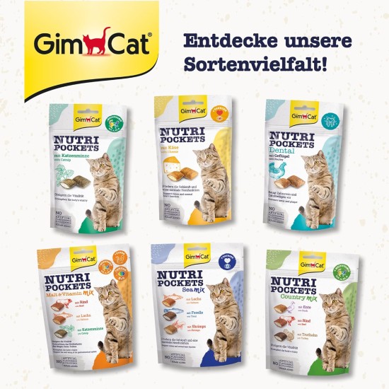 GimCat Nutri Pockets Fish Salmon - Crispy Cat Snack with Functional Ingredients - 1 Bag (1 x 60 g) GimCat Nutri Pockets Fish Salmon - Crispy Cat Snack with Functional Ingredients - 1 Bag (1 x 60 g)