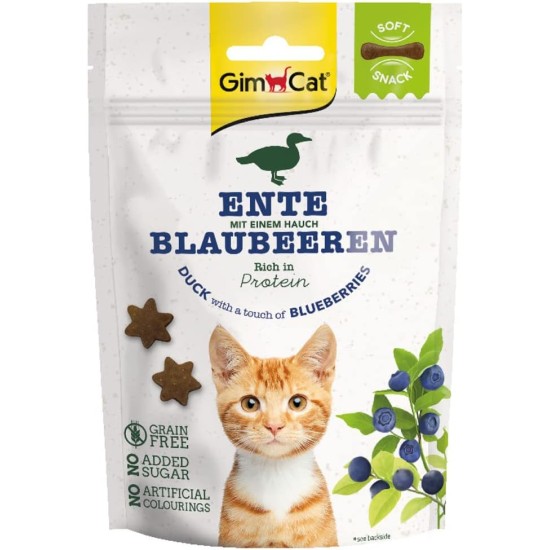 GimCat Soft Snacks Duck with Blueberries - Soft and Protein Rich Cat Treat without Added Sugar - 1 Bag (1 x 60 g) GimCat Soft Snacks Duck with Blueberries - Soft and Protein Rich Cat Treat without Added Sugar - 1 Bag (1 x 60 g)