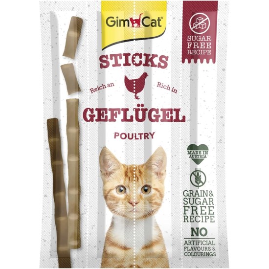 GimCat Sticks Poultry - Soft Chew Sticks with High Meat Content and No Added Sugar - 1 Pack (1 x 4 Sticks) GimCat Sticks Poultry - Soft Chew Sticks with High Meat Content and No Added Sugar - 1 Pack (1 x 4 Sticks)