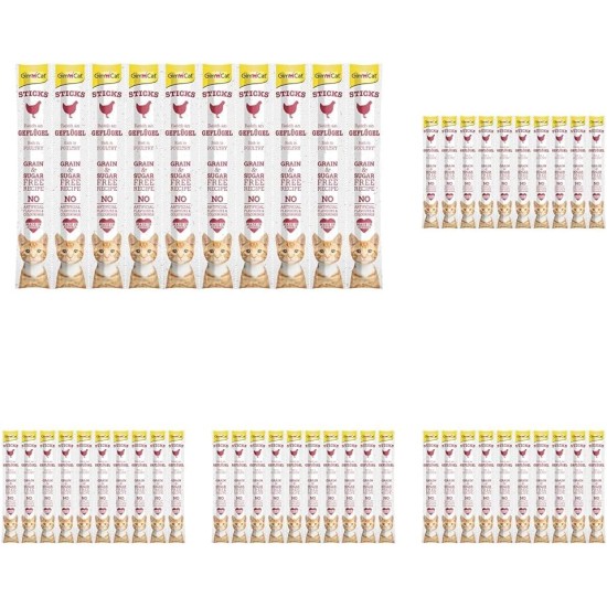 GimCat Sticks Poultry - Soft Chew Sticks with High Meat Content and No Added Sugar - 1 Pack (1 x 4 Sticks) GimCat Sticks Poultry - Soft Chew Sticks with High Meat Content and No Added Sugar - 1 Pack (1 x 4 Sticks)