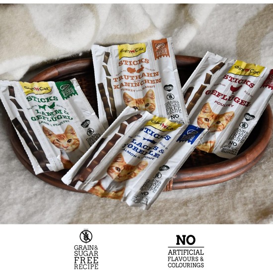 GimCat Sticks Poultry - Soft Chew Sticks with High Meat Content and No Added Sugar - 1 Pack (1 x 4 Sticks) GimCat Sticks Poultry - Soft Chew Sticks with High Meat Content and No Added Sugar - 1 Pack (1 x 4 Sticks)