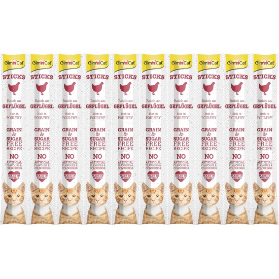 GimCat Sticks Poultry - Soft Chew Sticks with High Meat Content and No Added Sugar - 1 Pack (1 x 4 Sticks) GimCat Sticks Poultry - Soft Chew Sticks with High Meat Content and No Added Sugar - 1 Pack (1 x 4 Sticks)