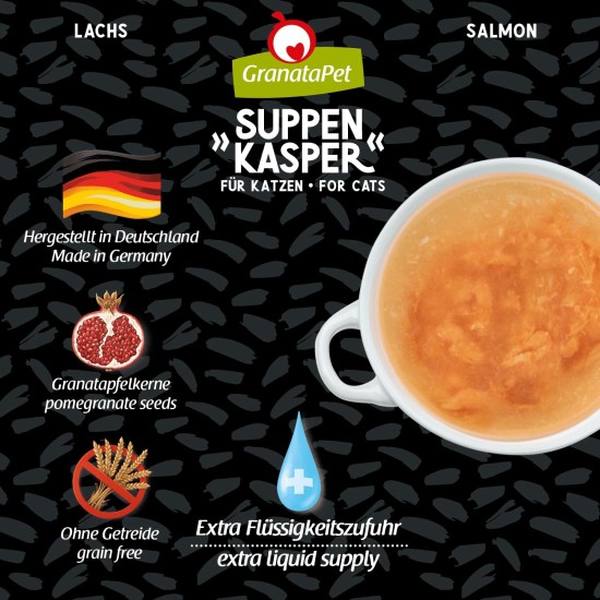 GranataPet Suppenkasper Chicken, 12 x 70 g, Snack for Cats, Treats for Extra Hydration, Soup Against Small Hunger, Cat Food without Grains and No Added Sugar GranataPet Suppenkasper Chicken, 12 x 70 g, Snack for Cats, Treats for Extra Hydration, Soup Against Small Hunger, Cat Food without Grains and No Added Sugar