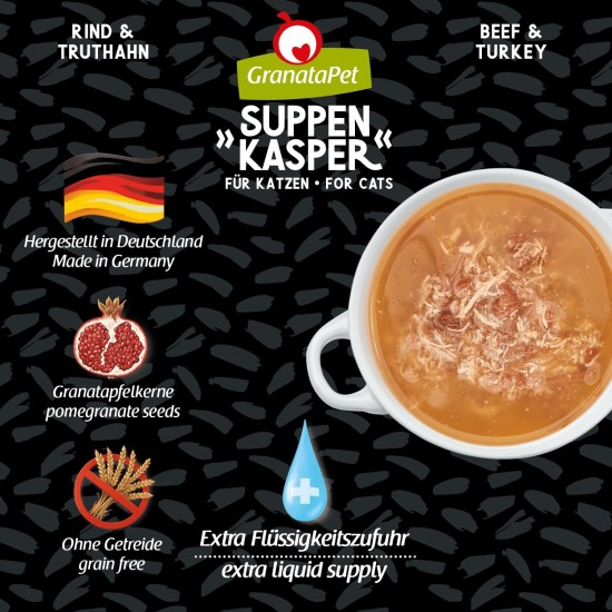 GranataPet Suppenkasper Chicken, 12 x 70 g, Snack for Cats, Treats for Extra Hydration, Soup Against Small Hunger, Cat Food without Grains and No Added Sugar GranataPet Suppenkasper Chicken, 12 x 70 g, Snack for Cats, Treats for Extra Hydration, Soup Against Small Hunger, Cat Food without Grains and No Added Sugar