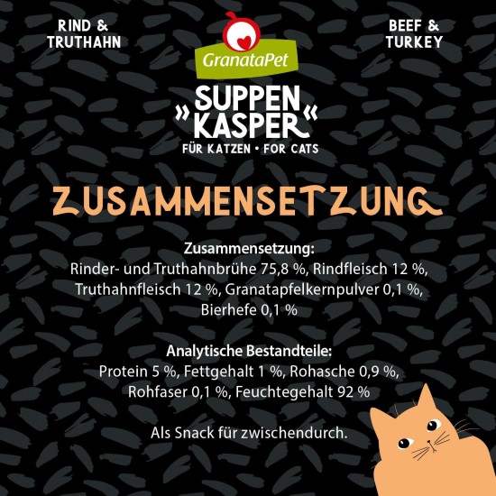 GranataPet Suppenkasper Tuna, 12 x 70 g, Snack for Cats, Treats for Extra Hydration, Soup Against Small Hunger, Cat Food without Grains and No Added Sugar GranataPet Suppenkasper Tuna, 12 x 70 g, Snack for Cats, Treats for Extra Hydration, Soup Against Small Hunger, Cat Food without Grains and No Added Sugar