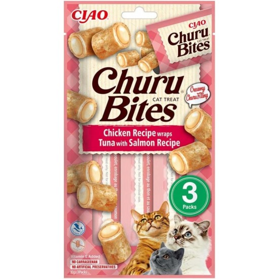 INABA Churu Bites No By-Products with 40% Chicken Meat and 32% Tuna Cat Treats Grain Free, Sugar Free, Perfect for Hiding Tablet Cat Treats 30 g (Pack of 1) INABA Churu Bites No By-Products with 40% Chicken Meat and 32% Tuna Cat Treats Grain Free, Sugar Free, Perfect for Hiding Tablet Cat Treats 30 g (Pack of 1)