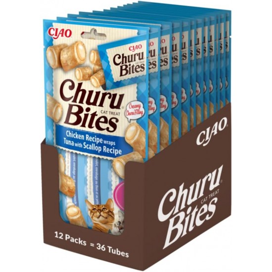 INABA Churu Bites No By-Products with 40% Chicken Meat and 32% Tuna Cat Treats Grain Free, Sugar Free, Perfect for Hiding Tablet Cat Treats 30 g (Pack of 1) INABA Churu Bites No By-Products with 40% Chicken Meat and 32% Tuna Cat Treats Grain Free, Sugar Free, Perfect for Hiding Tablet Cat Treats 30 g (Pack of 1)