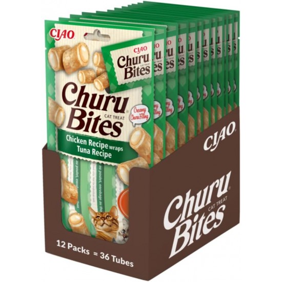 INABA Churu Bites No By-Products with 40% Chicken Meat and 32% Tuna Cat Treats Grain Free, Sugar Free, Perfect for Hiding Tablet Cat Treats 30 g (Pack of 1) INABA Churu Bites No By-Products with 40% Chicken Meat and 32% Tuna Cat Treats Grain Free, Sugar Free, Perfect for Hiding Tablet Cat Treats 30 g (Pack of 1)