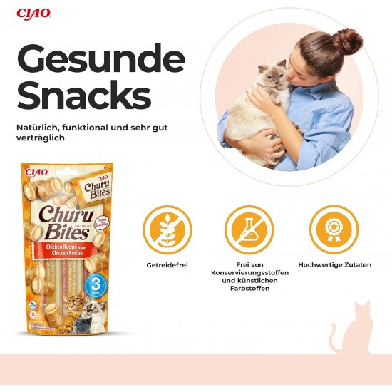 INABA Churu Bites No By-Products with 40% Chicken Meat and 32% Tuna Cat Treats Grain Free, Sugar Free, Perfect for Hiding Tablet Cat Treats 30 g (Pack of 1) INABA Churu Bites No By-Products with 40% Chicken Meat and 32% Tuna Cat Treats Grain Free, Sugar Free, Perfect for Hiding Tablet Cat Treats 30 g (Pack of 1)