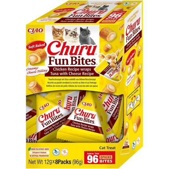 INABA Churu Bites Rich in Chicken and Tuna Cat Treats | Grain Free, Sugar Free, No Artificial Flavours Cat Snacks | Perfect to Hide Medicine 30 g (Pack of 1) INABA Churu Bites Rich in Chicken and Tuna Cat Treats | Grain Free, Sugar Free, No Artificial Flavours Cat Snacks | Perfect to Hide Medicine 30 g (Pack of 1)