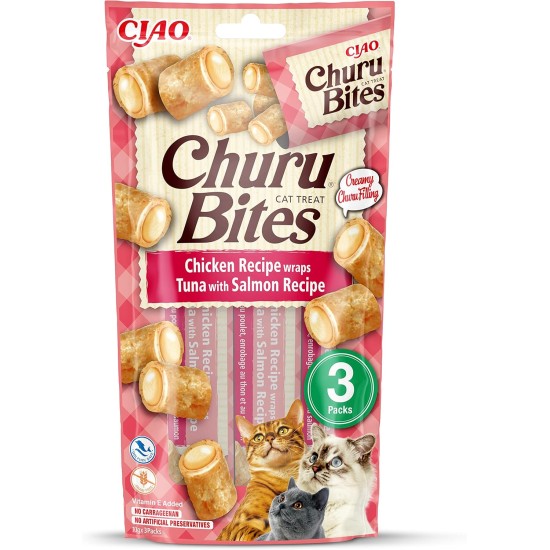 INABA Churu Bites Rich in Chicken and Tuna Cat Treats | Grain Free, Sugar Free, No Artificial Flavours Cat Snacks | Perfect to Hide Medicine 30 g (Pack of 1) INABA Churu Bites Rich in Chicken and Tuna Cat Treats | Grain Free, Sugar Free, No Artificial Flavours Cat Snacks | Perfect to Hide Medicine 30 g (Pack of 1)