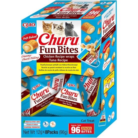 INABA Churu Bites Rich in Chicken and Tuna Cat Treats | Grain Free, Sugar Free, No Artificial Flavours Cat Snacks | Perfect to Hide Medicine 30 g (Pack of 1) INABA Churu Bites Rich in Chicken and Tuna Cat Treats | Grain Free, Sugar Free, No Artificial Flavours Cat Snacks | Perfect to Hide Medicine 30 g (Pack of 1)