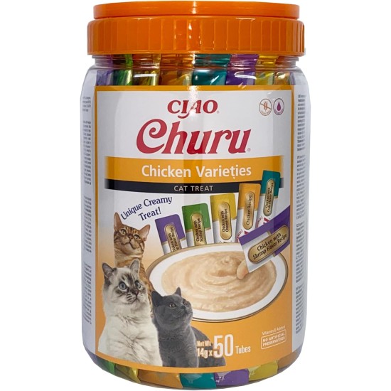 INABA Churu Cat Treats Liquid Snack Variety Box with Tuna | Grain Free, Sugar Free, No Artificial Flavours | 100% Natural Meat, Premium Cat Snacks from Japan 60 x 14 g INABA Churu Cat Treats Liquid Snack Variety Box with Tuna | Grain Free, Sugar Free, No Artificial Flavours | 100% Natural Meat, Premium Cat Snacks from Japan 60 x 14 g