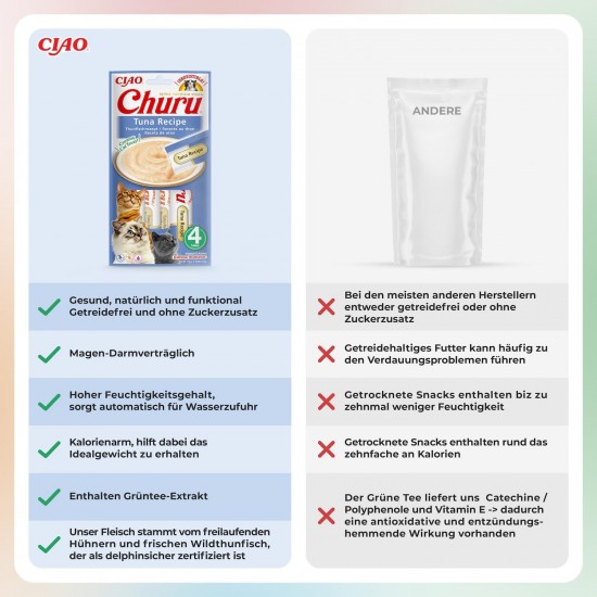INABA Churu Cat Treats, No By-Products, Creamy Snack, Variety Box with Seafood, Grain-Free, Sugar-Free, Low Calorie, 100% Natural Meat, Premium Cat Treats, 560 g INABA Churu Cat Treats, No By-Products, Creamy Snack, Variety Box with Seafood, Grain-Free, Sugar-Free, Low Calorie, 100% Natural Meat, Premium Cat Treats, 560 g