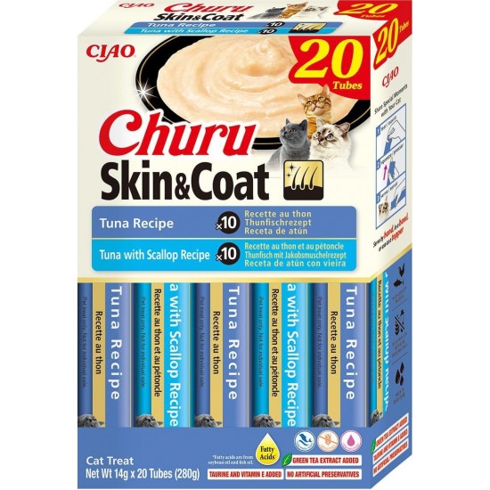INABA Churu Cat Treats, No By-Products, Creamy Snack, Variety Box with Seafood, Grain-Free, Sugar-Free, Low Calorie, 100% Natural Meat, Premium Cat Treats, 280 g INABA Churu Cat Treats, No By-Products, Creamy Snack, Variety Box with Seafood, Grain-Free, Sugar-Free, Low Calorie, 100% Natural Meat, Premium Cat Treats, 280 g