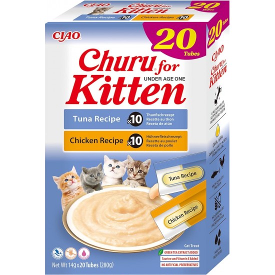 INABA Churu Cat Treats, No By-Products, Creamy Snack, Variety Box with Seafood, Grain-Free, Sugar-Free, Low Calorie, 100% Natural Meat, Premium Cat Treats, 280 g INABA Churu Cat Treats, No By-Products, Creamy Snack, Variety Box with Seafood, Grain-Free, Sugar-Free, Low Calorie, 100% Natural Meat, Premium Cat Treats, 280 g