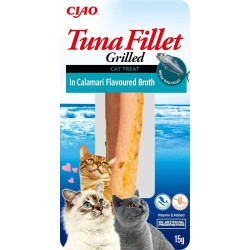 INABA Churu Fillet - Cat Snacks for Feeding from the Hand, Cat Treats in Handy Portions, Tuna Fillet in Broth with Squid, 15 g/1 Pack INABA Churu Fillet - Cat Snacks for Feeding from the Hand, Cat Treats in Handy Portions, Tuna Fillet in Broth with Squid, 15 g/1 Pack