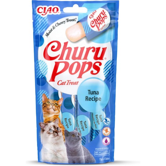 INABA Churu Pops Rich in Tuna Cat Treats, Grain-Free, Sugar-Free, No Artificial Flavours, High Moisture Content, Cat Snacks, 60 g (Pack of 1) INABA Churu Pops Rich in Tuna Cat Treats, Grain-Free, Sugar-Free, No Artificial Flavours, High Moisture Content, Cat Snacks, 60 g (Pack of 1)