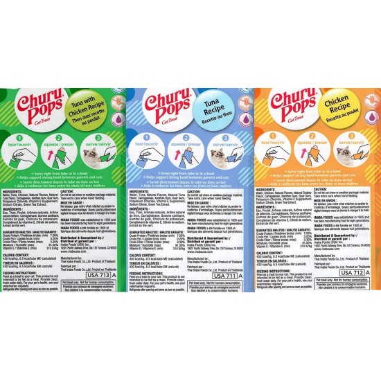 INABA Churu Pops Rich in Tuna Cat Treats, Grain-Free, Sugar-Free, No Artificial Flavours, High Moisture Content, Cat Snacks, 60 g (Pack of 1) INABA Churu Pops Rich in Tuna Cat Treats, Grain-Free, Sugar-Free, No Artificial Flavours, High Moisture Content, Cat Snacks, 60 g (Pack of 1)