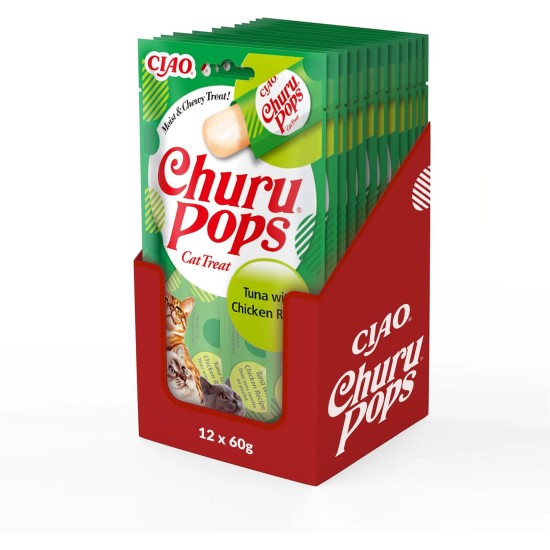 INABA Churu Pops Rich in Tuna Cat Treats, Grain-Free, Sugar-Free, No Artificial Flavours, High Moisture Content, Cat Snacks, 60 g (Pack of 1) INABA Churu Pops Rich in Tuna Cat Treats, Grain-Free, Sugar-Free, No Artificial Flavours, High Moisture Content, Cat Snacks, 60 g (Pack of 1)