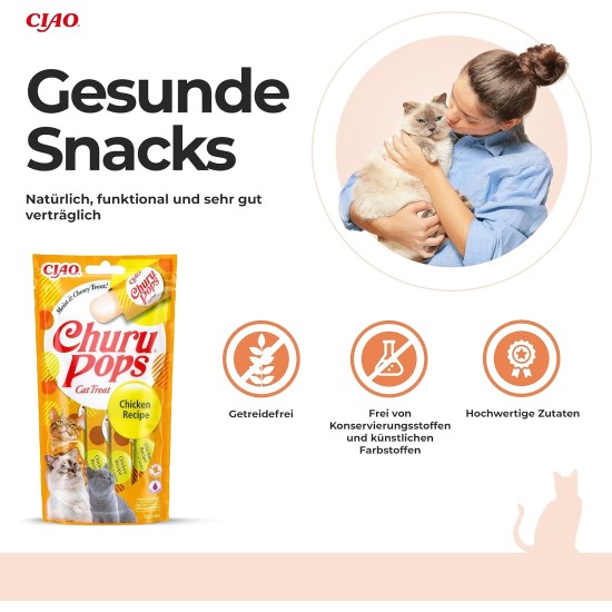 INABA Churu Pops Rich in Tuna Cat Treats, Grain-Free, Sugar-Free, No Artificial Flavours, High Moisture Content, Cat Snacks, 60 g (Pack of 1) INABA Churu Pops Rich in Tuna Cat Treats, Grain-Free, Sugar-Free, No Artificial Flavours, High Moisture Content, Cat Snacks, 60 g (Pack of 1)