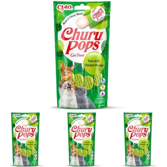 INABA Churu Pops Rich in Tuna Cat Treats, Grain-Free, Sugar-Free, No Artificial Flavours, High Moisture Content, Cat Snacks, 60 g (Pack of 1) INABA Churu Pops Rich in Tuna Cat Treats, Grain-Free, Sugar-Free, No Artificial Flavours, High Moisture Content, Cat Snacks, 60 g (Pack of 1)