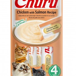 INABA Churu Puree Cat Snacks - Cat Paste for Feeding from the Hand - Cat Sticks with Chicken & Salmon - 4 Sticks x 14 g INABA Churu Puree Cat Snacks - Cat Paste for Feeding from the Hand - Cat Sticks with Chicken & Salmon - 4 Sticks x 14 g