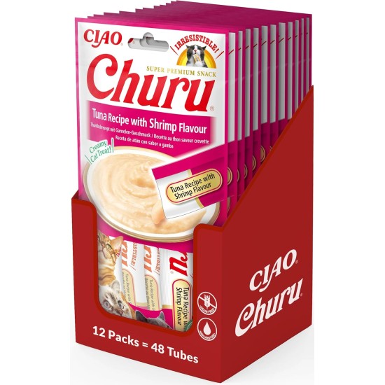 INABA Churu Puree Cat Snacks - Cat Paste for Feeding from the Hand - Cat Sticks with Tuna & Clam - 4 Sticks x 14 g INABA Churu Puree Cat Snacks - Cat Paste for Feeding from the Hand - Cat Sticks with Tuna & Clam - 4 Sticks x 14 g