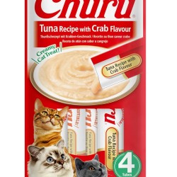 INABA Churu Puree Cat Snacks - Cat Paste for Feeding from the Hand - Cat Sticks with Tuna & Crab - 4 Sticks x 14 g INABA Churu Puree Cat Snacks - Cat Paste for Feeding from the Hand - Cat Sticks with Tuna & Crab - 4 Sticks x 14 g