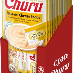 INABA Churu Puree Cat Treats - Cat Paste for Feeding from Hand - Cat Sticks with Tuna & Cheese - 12 Pack / 48 Sticks INABA Churu Puree Cat Treats - Cat Paste for Feeding from Hand - Cat Sticks with Tuna & Cheese - 12 Pack / 48 Sticks
