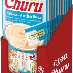 INABA Churu Puree Cat Treats - Cat Paste for Feeding from Hand - Cat Sticks with Tuna & Seafood - 12 Pack / 48 Sticks INABA Churu Puree Cat Treats - Cat Paste for Feeding from Hand - Cat Sticks with Tuna & Seafood - 12 Pack / 48 Sticks