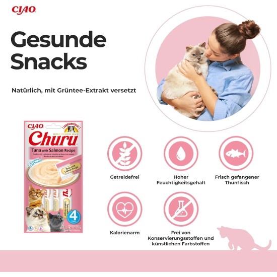 INABA Churu Puree Cat Treats Creamy Snacks, Variety Box with Tuna & Seafood 40 x 14 g, Premium Quality Cat Snacks INABA Churu Puree Cat Treats Creamy Snacks, Variety Box with Tuna & Seafood 40 x 14 g, Premium Quality Cat Snacks