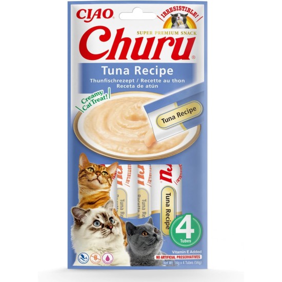 INABA Churu Puree Cat Treats Creamy Snacks, Variety Box with Tuna & Seafood 40 x 14 g, Premium Quality Cat Snacks INABA Churu Puree Cat Treats Creamy Snacks, Variety Box with Tuna & Seafood 40 x 14 g, Premium Quality Cat Snacks