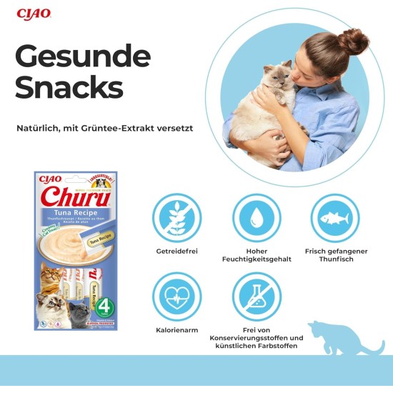 INABA Churu Puree Cat Treats Creamy Snacks, Variety Box with Tuna & Seafood 40 x 14 g, Premium Quality Cat Snacks INABA Churu Puree Cat Treats Creamy Snacks, Variety Box with Tuna & Seafood 40 x 14 g, Premium Quality Cat Snacks