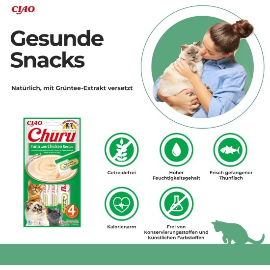 INABA Churu Puree Cat Treats Creamy Snacks, Variety Box with Tuna & Seafood 40 x 14 g, Premium Quality Cat Snacks INABA Churu Puree Cat Treats Creamy Snacks, Variety Box with Tuna & Seafood 40 x 14 g, Premium Quality Cat Snacks