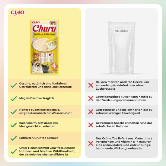 INABA Churu Puree Cat Treats Creamy Snacks, Variety Box with Tuna & Seafood 40 x 14 g, Premium Quality Cat Snacks INABA Churu Puree Cat Treats Creamy Snacks, Variety Box with Tuna & Seafood 40 x 14 g, Premium Quality Cat Snacks